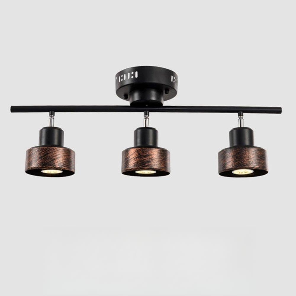 LED Retro Industrie Deckenstrahler Drehbar Schwarz-Rost 3-Flammig, Mit 3 Dreh-Und Schwenkbaren Spots,Decken-Lampe, Wand-Lampe, Decken-Leuchte, Cafe Shop Ziert Beleuchtung