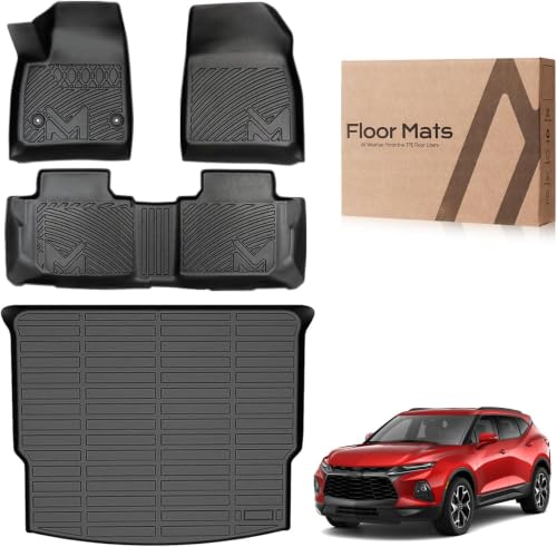 TPE Automotive Floor Mats & Cargo Liner Custom for 2019-2026 Chevrolet(Chevy) Blazer All Weather Cover Protection Waterproof Black Floor Liner Front & Rear Row Full Set Car Mats 4PCS