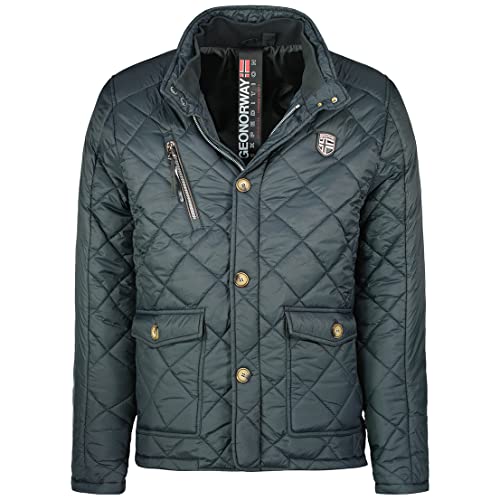 Geographical Norway Cargue Men - Warme Daunenjacke mit Matelassée für Herren - Jacke mit warmem Innenfutter für Herren - Winddichte Jacke mit langen Ärmeln (Schwarz L)