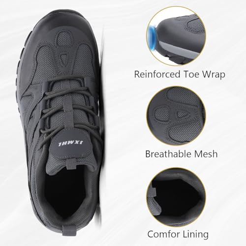 MAIZUN Men's Hiking Shoes Flexible Non-Slip Trekking Trail Shoes Lightweight Breathable Work Camping & Outdoors Walking Grey 72