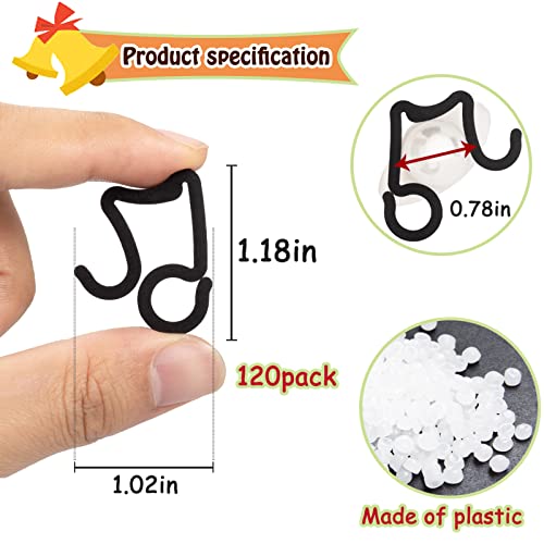 Kockuu Christmas Gutter Light Clips Hooks For Outdoor Hanging String Lights - 120Pcs Black Plastic Light Hanger Hooks For Outside Rope Lights #TOP4