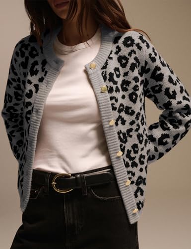 Leopard Cardigan Sweaters for Women Lightweight Animal Cheetah Print Cardigans Knit Sweater Tops Fall Outfits Clothes2