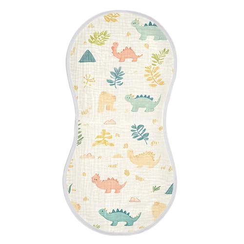 4 Pack Cute Dinosaurs Muslin Burp Cloths Cotton Absorbent Baby Burping Rags for Boys Girls Soft Newborn Burp Bibs, 22 x 11 Inch