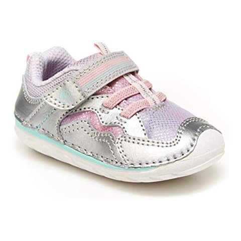 Stride Rite baby girls Soft Motion Kylo Sneaker, Silver/Multi, 4 Infant US Cover