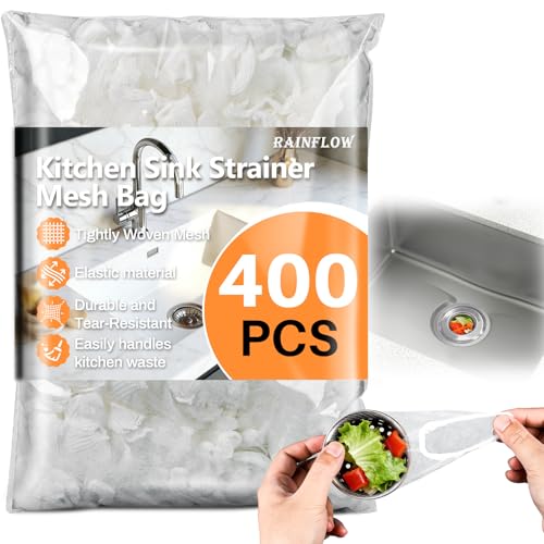RAINFLOW 400 Pack Disposable Drain Covers for Kitchen Sink Strainers