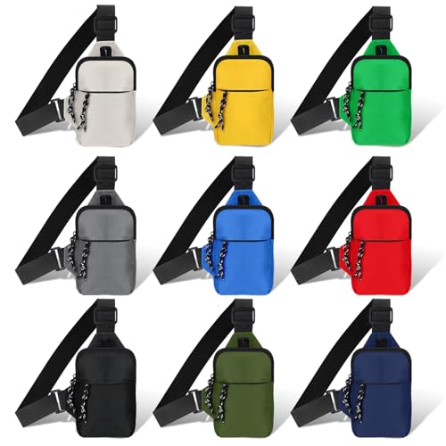 Set 9 Bolsos Sling Mini Impermeables Multicolor Unisex
