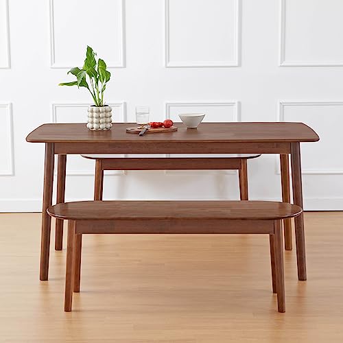Image of Livinia Aslan 59 inch Malaysian Oak Rectangular Wooden Dining Table /Large Solid Wood Kitchen Desk (Walnut)