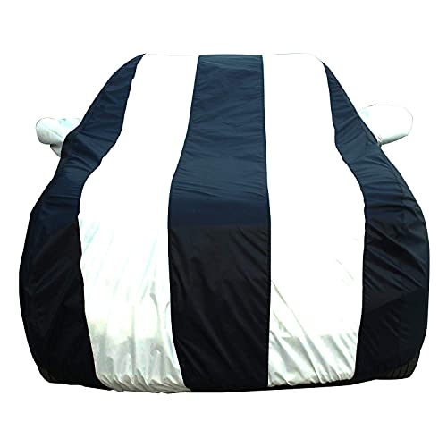 Image of Allextreme TTK5005 Car Body Cover Compatible with Tata Tigor Custom Fit Dustproof UV Heat Resistant Indoor Outdoor Body Protection (Navy Blue & White with Mirror)