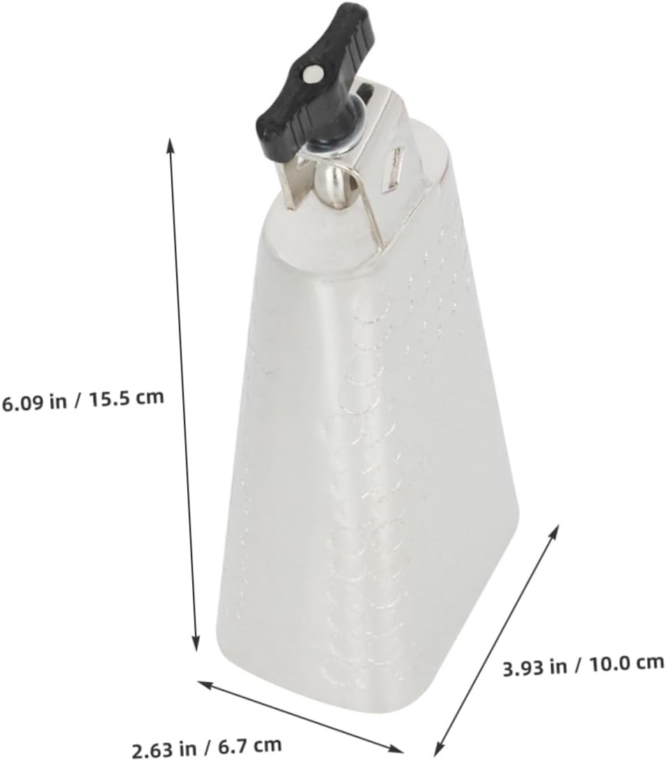 Metal Cowbell Percussion Instrument: 6-Inch Silverfor Sports Events Cheering and Music User-friendly Noise Maker for Parties Design with Sound
