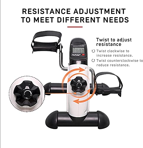TODO Exercise Bike Pedal Exerciser Foot Peddler Portable Therapy Bicycle with Digital Monitor (WHITE)