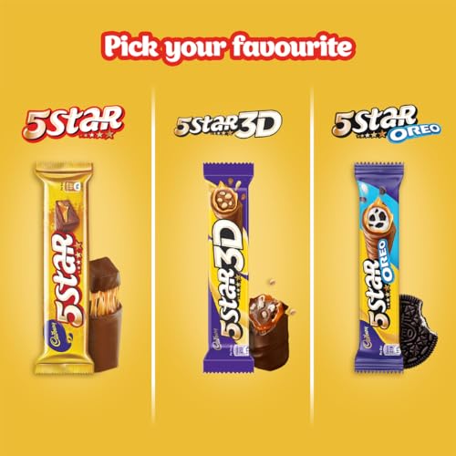 Image of Cadbury 5 Star Chocolate Home Treats Chocolate Bars, 191.9 Gram (Pack Of 4)