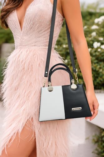 Image of Gold Rose Women's Elegant Color Block Handbag - Stylish Top Handle Purse for Office, Party & Daily Use | Premium Structured Ladies Hand Bag