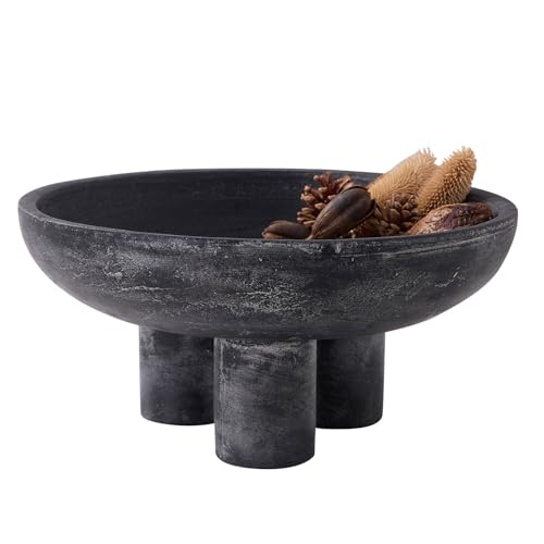 MIYUKI Ceramic Decorative Bowl for Home Decor - 14.5" Large Fruit Bowl for Kitchen Counter, Centerpiece, Entryway - Handcrafted Pottery