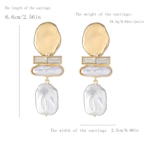 Statement Pearl Dangle Earrings,Gold and Large Pearl,Luxury Chandelier Organic Style Earrings3