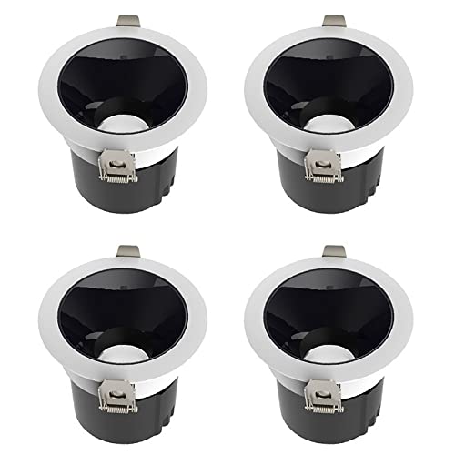 Paquete de 4 focos LED empotrables sin casa de 2, 3 y 4 Pulgadas, 5 W, 10 W, 15 W y 24 W, luz de Techo LED con Forma de Globo Ocular, 3000 K/4000 K/6000 K, 3 Colores seleionables, 15 W-6000 K
