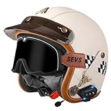 Casco 3/4 Bluetooth Cascos Abiertos para Moto Pegatinas Casco Moto Scooter Parabrisas ABS All-Season Cruiser Motorcycle