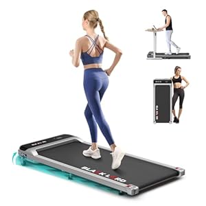 BLACK LORD Loopband, voor thuis en op kantoor, fitnessapparatuur 3,2 pk, hellingshoek 4%, draagbaar onder de tafel, bluetooth-afstandsbediening, aerobic cardio-trainer, zilver