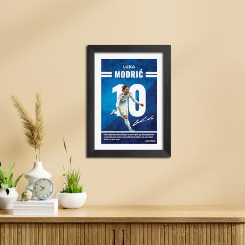 Image of TenorArts Luka Modric Quotes Poster Frame Real Madrid Laminated Photo Framed Painting with Matt Finish Black Textures (12 inches x 9inches)