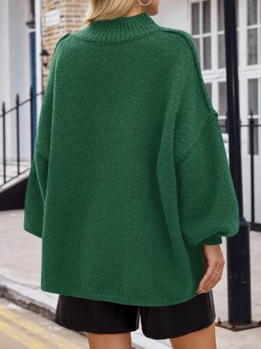 Image of Saodimallsu Womens Oversized Sweaters Mock Neck Batwing Long Sleeve 2026 Fall Trendy Ribbed Knit Casual Tunic Sweater