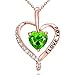 Collar con colgante de corazón para mujer, collar de piedra de nacimiento chapado en oro rosa de plata de ley 925 para novia, esposa, madre, hija