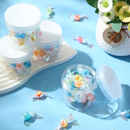 Image of Patelai 4 Pcs Plastic Jars Wide Mouth with Lids,6 Ounce,Clear