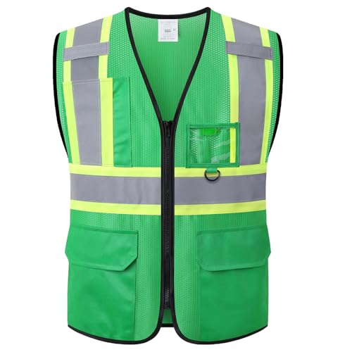 LaienSafety Hi Vis Reflective Safety Vest for Men Women,EK178,Green,3XL