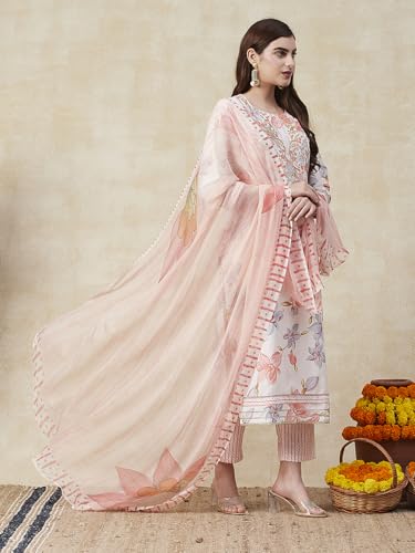 Image of ANNI DESIGNER Cotton Blend Women Kurta Pant With Dupatta