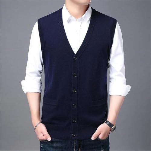 Men's Middle-Aged Wool Vest Cardigan Knitted Inner Pair Horse Clip Top Sweater Vest2