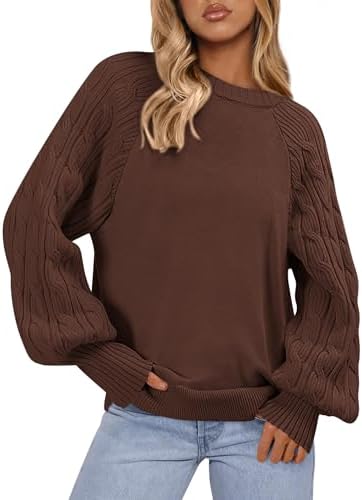 PRETTYGARDEN Womens Sweaters Fall Fashion 2025 Crew Neck Cable Knit Casual Loose Chunky Tunic Sweater Winter Clothing