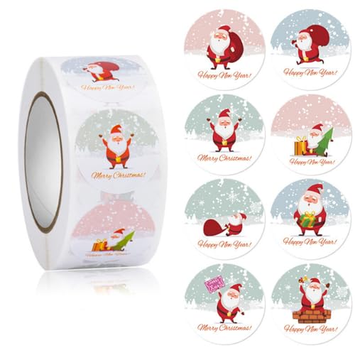 FEIFEI'S BOW 500pcs Christmas Stickers Party Bag Fillers Tags Gift Self-Adhesive Label Craft Scrapbooking Envelope Seal (Christmas 01)