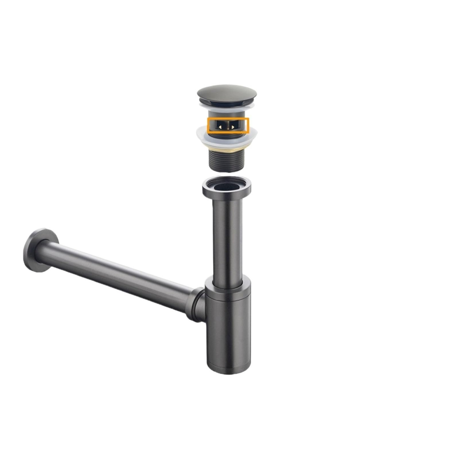 Xiehya Grey Overflow 1 Pcs Bathroom Basin Bottle Trap Drain Set Hose Black Sink Pop Up Stopper Made Washbasin Siphon For Diy Tools(Grey Overflow)