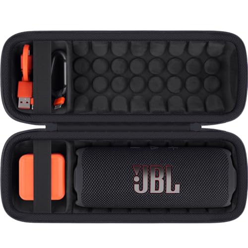 Khanka pour JBL Flip 7 / Flip 6 étui de Transport Rigide étanche pour Enceinte Bluetooth Portable, Seulement l'étui (Noir)