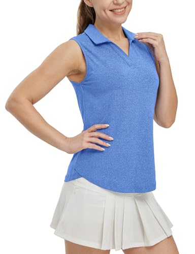 Image of BGOWATU Women's Sleeveless Golf Polo Shirts Collared V Neck Tennis Tank Tops UPF 50+ Quick Dry Lightweight