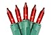 50-Count Red Mini Christmas Light Set, 10.2ft Green Wire