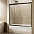 Sliding Bathtub Shower Door, 56-60" W x 57" H Glass Shower Door, Matte Black Aluminum Frame with Stainless Steel Towel Bar