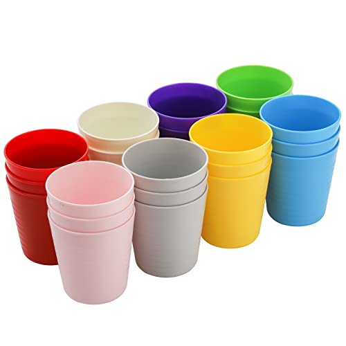 Frcctre 24 Pack Plastic Kids Cups, 8 Oz Reusable Plastic Toddler Cups, Unbreakable Plastic Children Drinking Cups Juice Tumblers, Bpa-Free Cups, Dishwasher Safe, 8 Rainbow Colors #TOP3