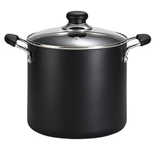 T-fal Soup, Stock, Dishwasher Safe Nonstick Pot, 8 Quart, Charcoal, Black
