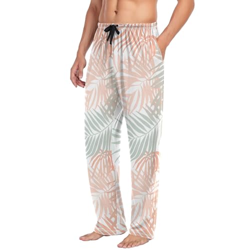Men's Pajama Pants Watercolor Palm Leaf Sleep Pajama Lounge Pant with Pockets, Elastic Waistband4