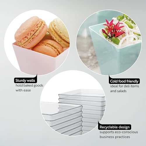 Image of Restaurantware 8 Ounce Large Kova Cups 100 Disposable Dessert Tumbler - Lids Sold Separately Sturdy Smoked Gray Plastic Appetizer Cups For Mousse Layered Cakes At Catered Events