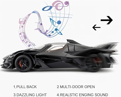 Image of Die-Cast Sports Supercar Model 1:32 Scale | Pull Back Racing Car with Openable Doors, Light & Sound | Metal Luxury Car Toy for Kids Boys 3+ Collectible Gift