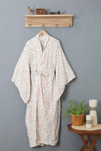 NOVICA Artisan Handmade Batik Robe Fair Trade Floral Patterned Women's from Indonesia Rayon Clothing Beige ' Bali Arabesques' - Image 3