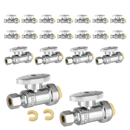 Image of 20Pcs EFIELD Straight Stop Valve,1 /2 inchPush x3 /8 inchCompression(PF-VALVE021-20)