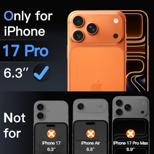 Image of JETech Camera Lens Protector for iPhone 17 Pro 6.3-Inch, Full Coverage 9H Tempered Glass Ring Cover, Matte Metal Plate, Case Friendly, 1-Pack (Orange)