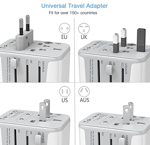 TESSAN Universal Travel Adapter, International Power Adapter with 4 USB Ports (1 USB C), Worldwide Plug Adaptor Wall Charger for USA to Europe UK France Germany Spain Ireland Australia(Type C/G/A/I) - Image 3