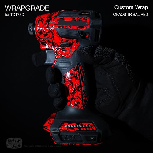 WRAPGRADE Custom Wrap Aufkleber Abziehbild kompatibel mit Makita DTD173 18V LXT (Chaost Tribal Red)