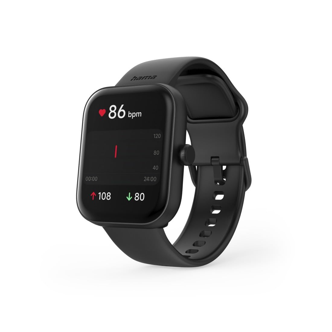 Hama Smartwatch, Farbdisplay 1,65“, Telefonfunktion, IP68, schwarz | WhatsApp, E-Mails etc., Sprachassistent, Fitnesstracker mit 100 Sportarten + Herzfrequenz, Blutsauerstoff, Kalorien etc.