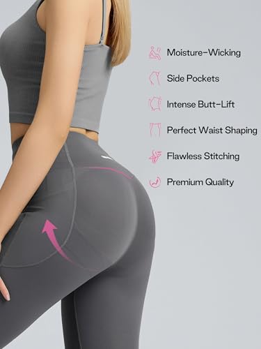 Butt Lifting Leggings with Pocket for Women 25" High Waisted Tummy Control Squat-Proof Compression Womens Leggings2