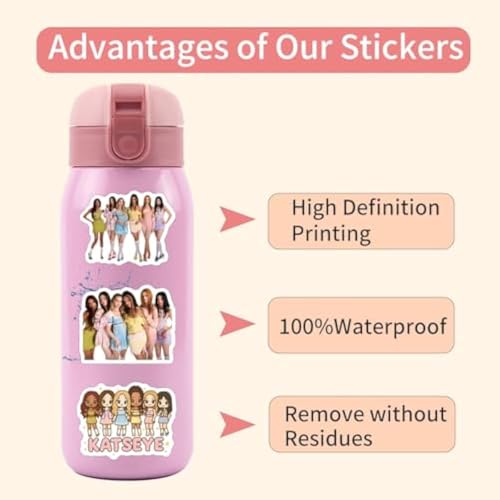 Image of Katseye Stickers Pack (125 Pieces) for Laptop, Phone, Bottle & Scrapbook | Aesthetic KATSEYE Band Vinyl Stickers Waterproof & Self Adhesive | Cute Kpop Style Stickers for Girls & Fans