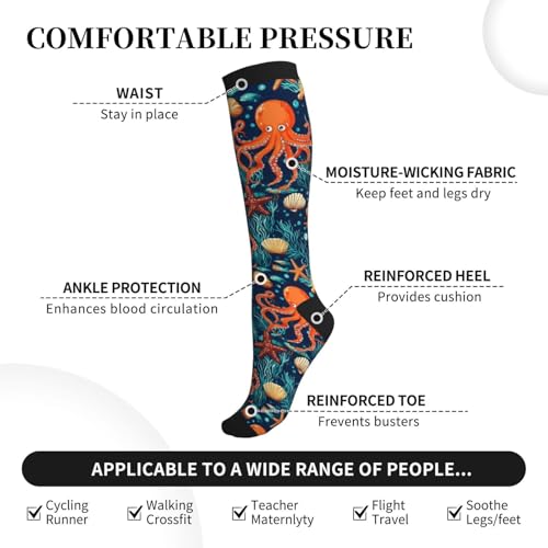 Compression Socks Calf Knee High Support Socks Novelty For Women Men Athletic Running Hiking Nurse2