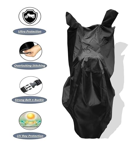 Image of All Weather Bike Cover for Hero Glamour X 125 Bike Cover with Water-Resistant and Dust Proof Premium 210T Fabric Entire Black